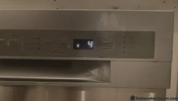 A dishwasher displaying error code message