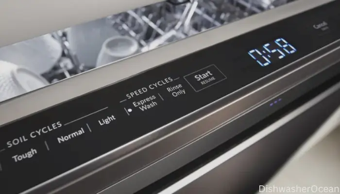 A KitchenAid dishwasher displaying an error code.