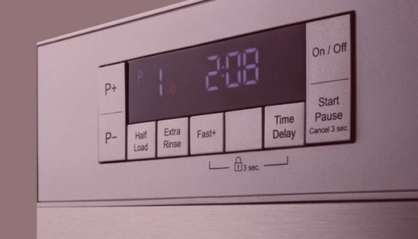 Start and pause button on the dishwasher control panel.
