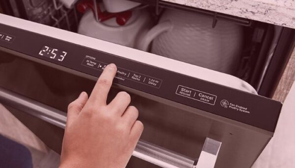 Cancel and stop button on the control panel of dishwasher.