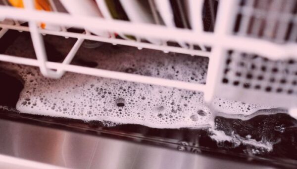 Detergent lumps in the dishwasher.